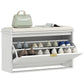 Entryway Bench with Padded Seat and Flip-Drawers, Holds up to 265lbs, Shoe Storage Bench for 8 Pairs of Shoes, White