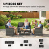4-Piece Wicker Conversation Set with 2-Tier Table - Dark Grey