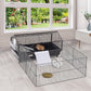 Guinea Pig Cage with Foldable Detachable Playpen, Rolling Rabbit Chinchilla Hedgehog Bunny Cage Small Animal Habitat with Water Bottle, Hay Feeder