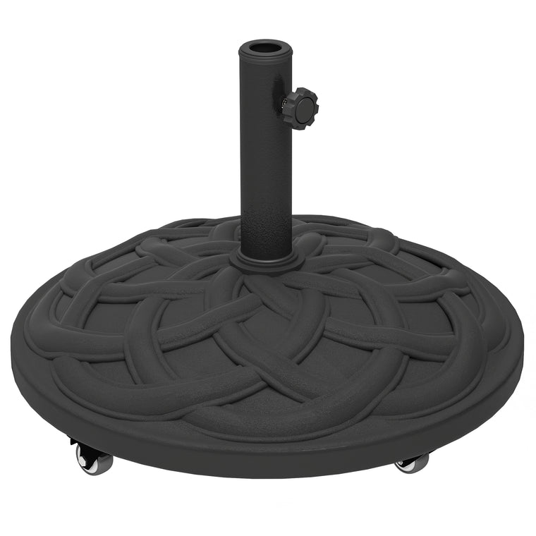 44 lbs Black Resin Umbrella Base with Wheels