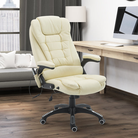 Heated Massage Executive Office Chair - Beige