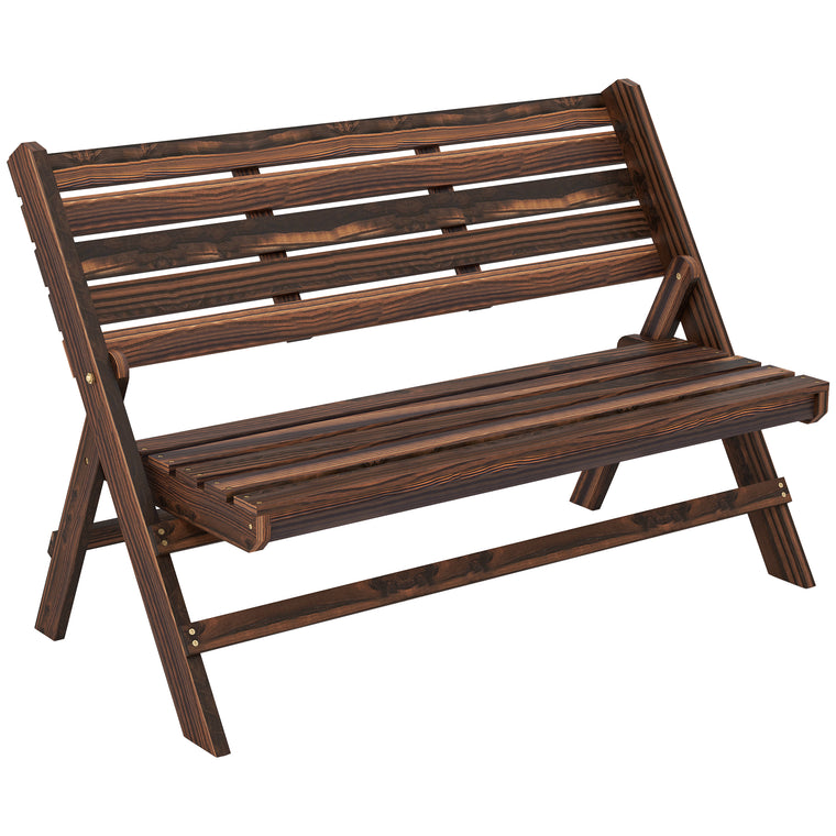 Foldable Wooden Garden Bench with Slatted Backrest