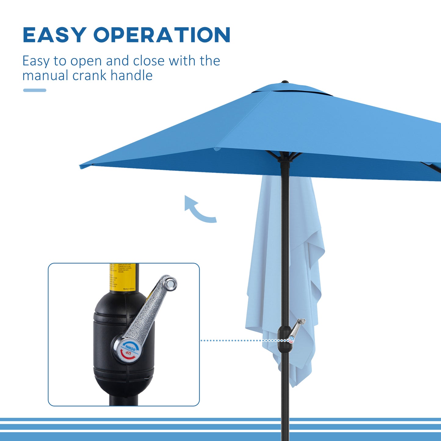 8ft Half Round Balcony Umbrella with 5 Ribs