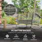 Rattan Rocking Chair, Outdoor Wicker Patio Rocker Chair Furniture with Thick Cushions, for Garden Backyard Porch, Khaki