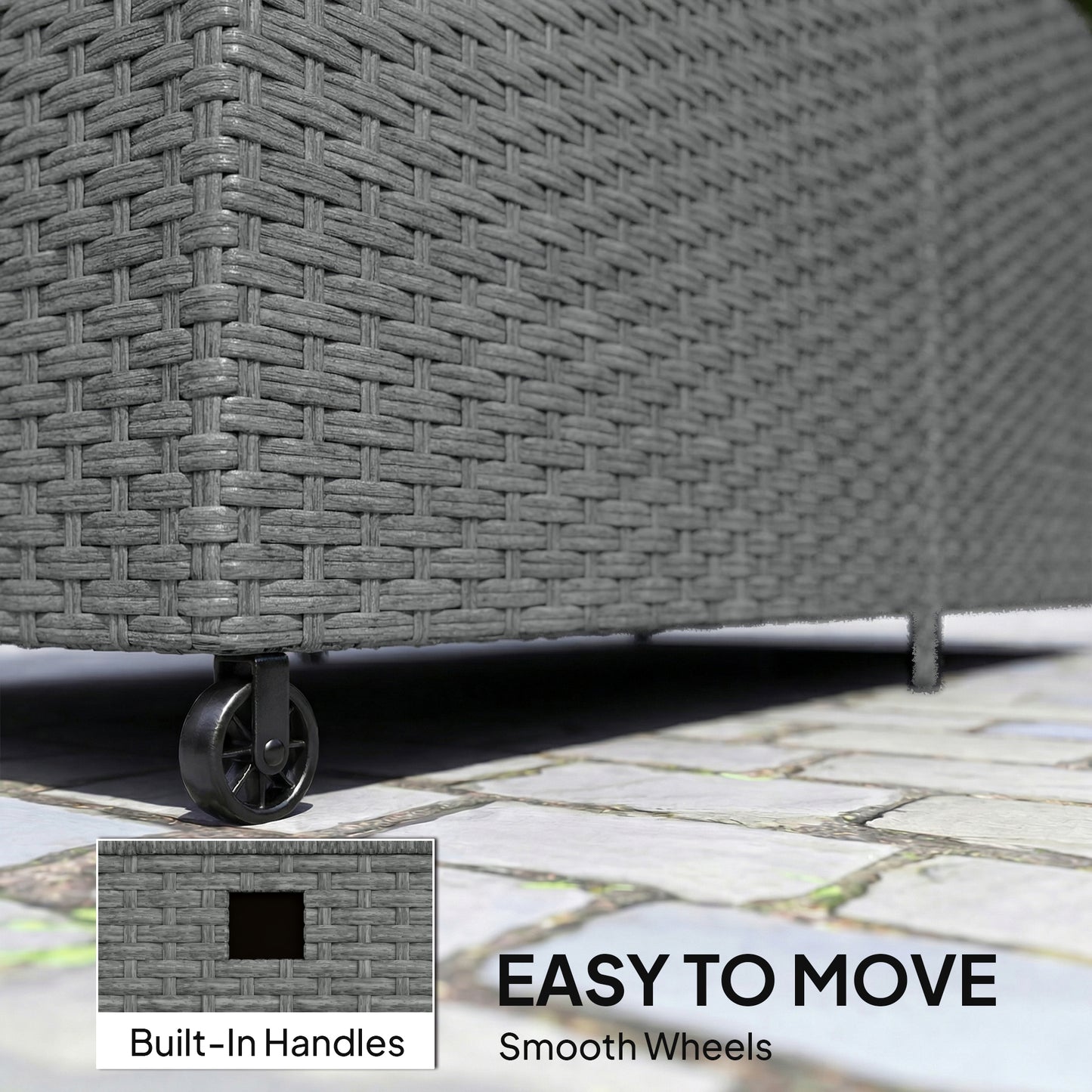 162-Gallon Rattan Deck Box with Wheels