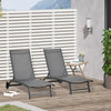 Outdoor Lounge Chair Set of 2, Tanning Chair with Wheels, Breathable Mesh for Patio, Backyard, Poolside, Dark Grey