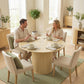 Round Dining Table for 4-6, 47 Inch Kitchen Table with Fluted Pedestal Base, for Kitchen Living Room Dining Room, Natural