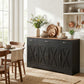 Sideboard Buffet Cabinet, 55" Farmhouse Kitchen Cabinet with 4 Barn Doors, 3 Drawers, 3 Adjustable Shelves, Black