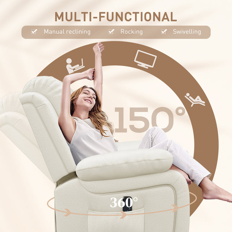 PU Leather Swivel Massage Recliner with Remote