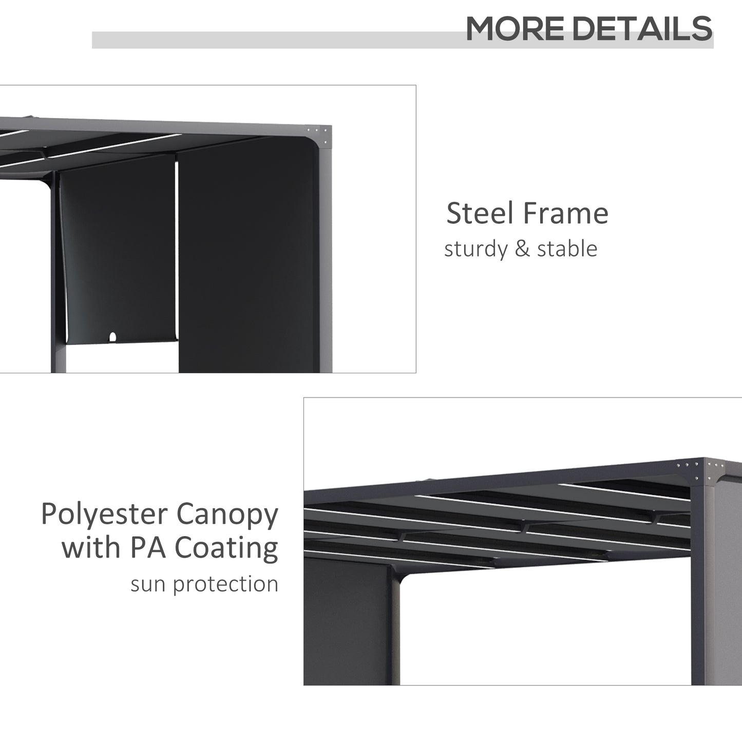10' x 13' Outdoor Patio Pergola with Sliding Roof, LED Lights, Solar Powered for Garden, Lawn, Backyard, Dark Grey