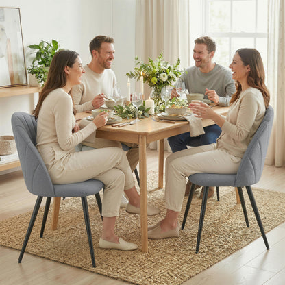 Upholstered Dining Chairs Set of 4 with Metal Legs