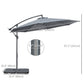 9.6ft Offset Patio Umbrella Garden Hanging Parasol Banana Cantilever Umbrella with Base, Crank, Dark Grey