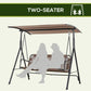 2-Person Porch Swing Chair, 2 Seater Patio Swing Bench w/ Adjustable Canopy, Breathable Seat for Garden, Poolside, Black