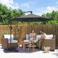 9.7 ft Offset Patio Umbrella with Water/Sand Fillable Weights, Garden Hanging Parasol with Locking Latch, Dark Grey