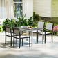 Outdoor Dining Table for 4-6 with Easy Maintenance Slatted Top, Rust-Resistant Aluminium Frame, Black