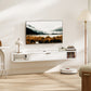 55" Floating TV Stand for TVs up to 60 Inch, Wall Mounted Media Console with Flip Drawer and 2 Open Shelves, White