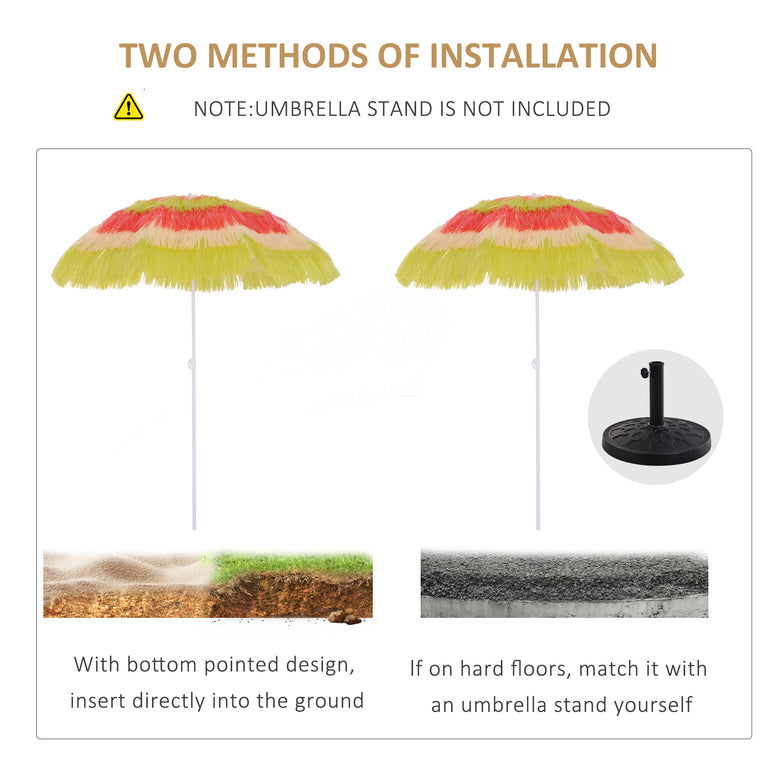 6FT Multi-Color Beach Umbrella with Tilt & Adjustable Height