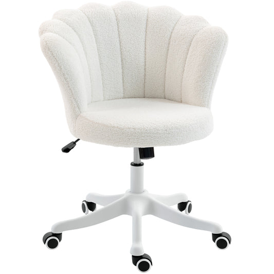 Armless Swivel Office Chair with Adjustable Height - Cream White