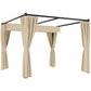 10' x 10' Retractable Pergola Canopy with Sidewalls, Metal Outdoor Gazebo Sun Shade Shelter, Beige