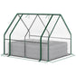 Steel Outdoor Raised Garden Bed with Greenhouse,Cover, Roll Up Door, Dual Use, 50"x37.4"x36.2", Clear