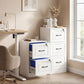 3 Drawer File Cabinet with Lock, Vertical Filing Cabinet with Adjustable Hanging Bars for A4 and Letter Size, White
