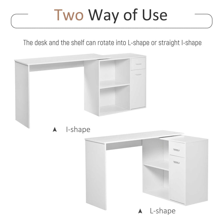 180-Degree Rotating Corner Desk with Storage