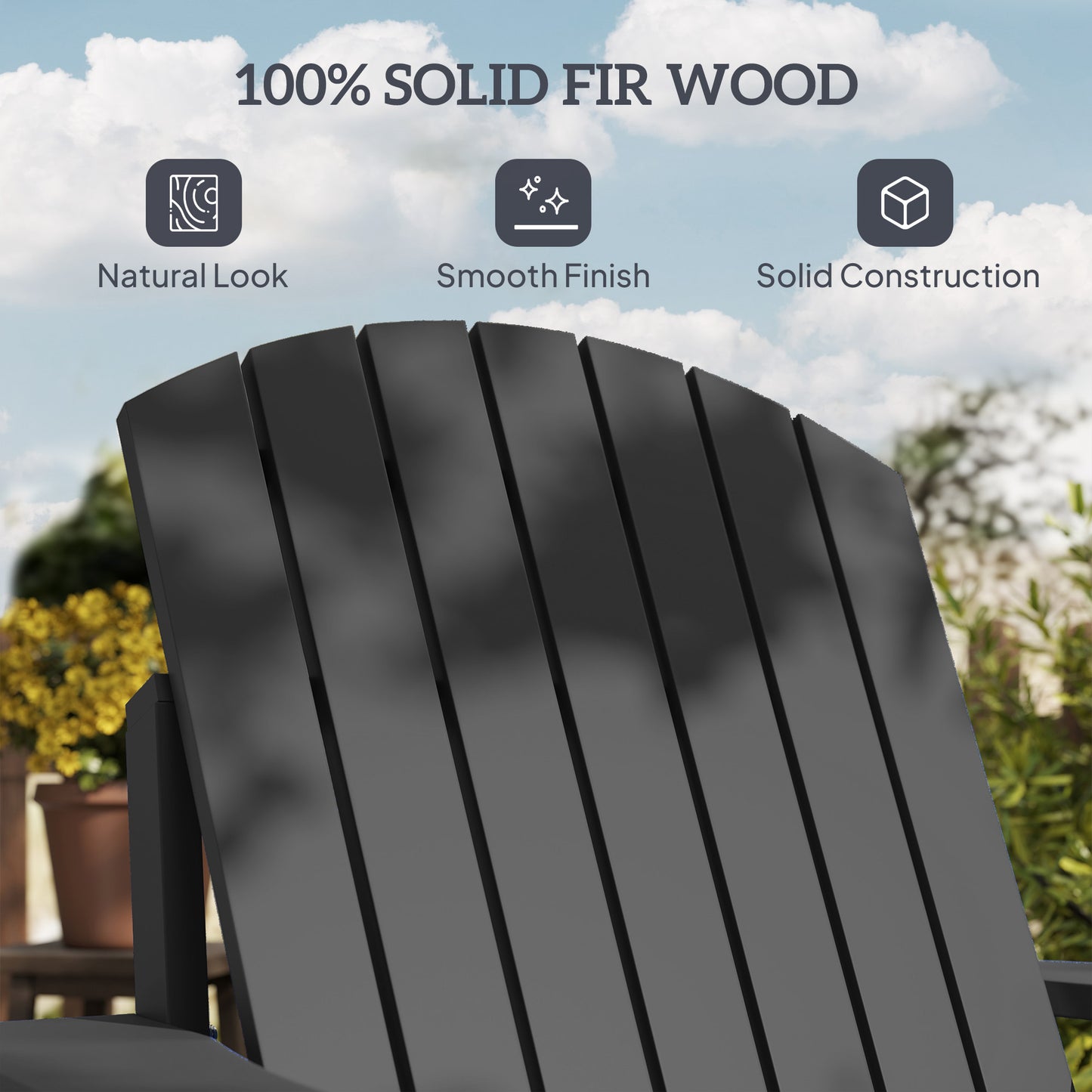 Classic Adirondack Chair, Muskoka Chairs, Garden Deck Chair with Cup Holder for Patio, Indoor, Backyard, Dark Grey