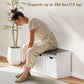 Shoe Storage Bench, Linen-Look Entryway Bench with 3 Removable Drawers and Padded Seat Cushion for Hallway, White