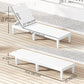 Outdoor Lounge Chair Set of 2, Waterproof Resin Lounge Chairs with 4-Position Adjustable Backrest for Backyard, White
