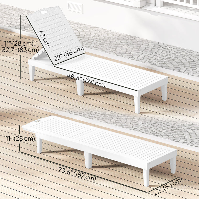 Waterproof Resin Lounge Chairs, Set of 2, 4-Position
