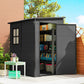 4'x5' Garden Storage Shed, Lean to Shed, Lockable Garden Tool Storage House with Window, Vent, Dark Grey