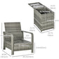 3 Pieces Wicker Patio Furniture Set, Rattan Bistro Set with Storage Coffee Table and Thickened Cushions, Outdoor Conversation Set for Garden, Porch, Balcony, Beige