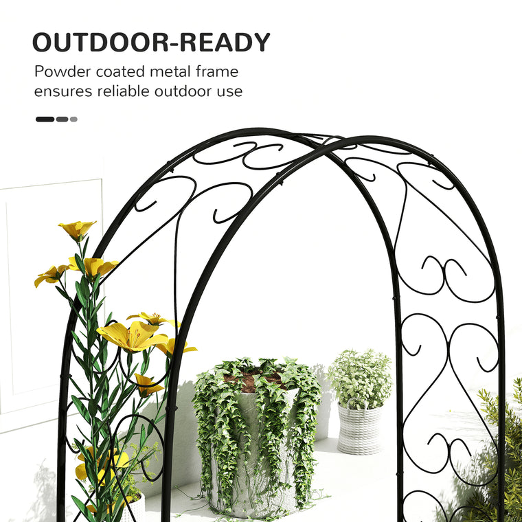 7.5' Steel Garden Arch with Climbing Trellis