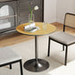 27.6" Round Kitchen Table for 2, Modern Small Dining Table with Wood Veneer, Steel Base for Dining Room, Natural