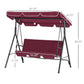 3-Seater Outdoor Porch Swing with Adjustable Canopy, Patio Swing Chair for Garden, Poolside, Backyard, Wine Red