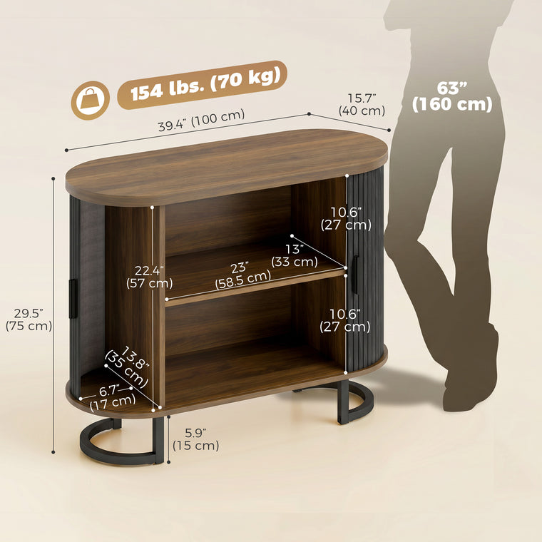 Sideboard Buffet Cabinet with Curved Tambour Doors