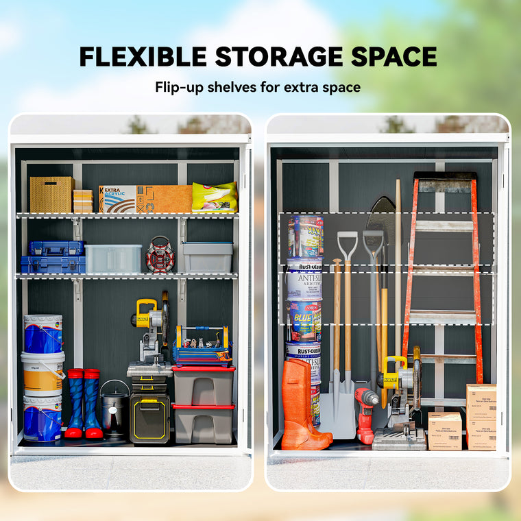 4.4' x 2.3' Plastic Garden Shed with Foldable Shelves