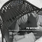 Wicker Egg Chair, Indoor Outdoor Rattan Lounge Chair with Thick Cushion and Headrest, Steel Frame, Adjustable Pads, Grey