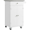 Small Kitchen Island Cart with Stainless Steel Top - White