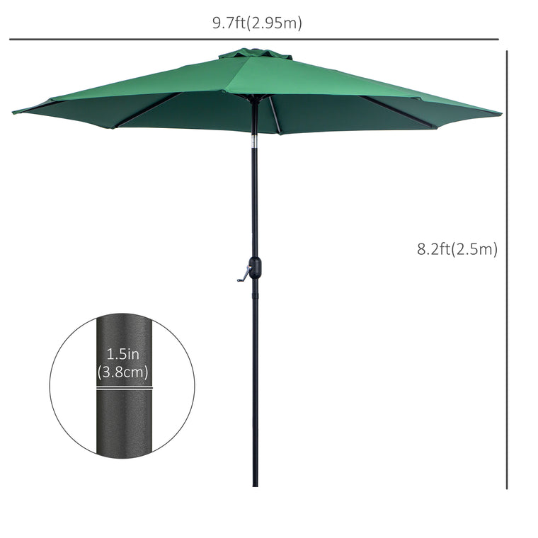 10' x 8' Green Round Market Umbrella with Crank & Tilt