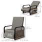 Wicker Outdoor Recliner Chair, Reclining Lounge Chair with Adjustable Backrest, Footrest and Side Tray, Light Grey