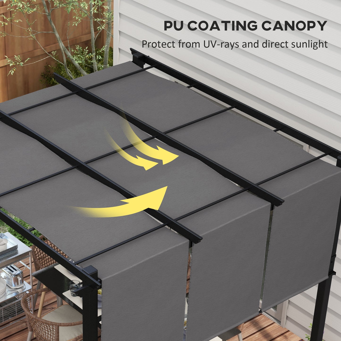 Metal Pergola, Outdoor Pergola with Retractable Canopy, for Garden, Patio, Backyard, Deck