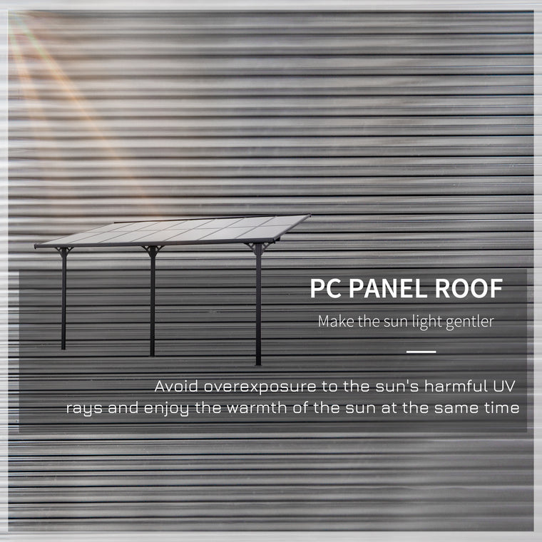 14ft x 10ft Grey Hardtop Pergola with Adjustable Height