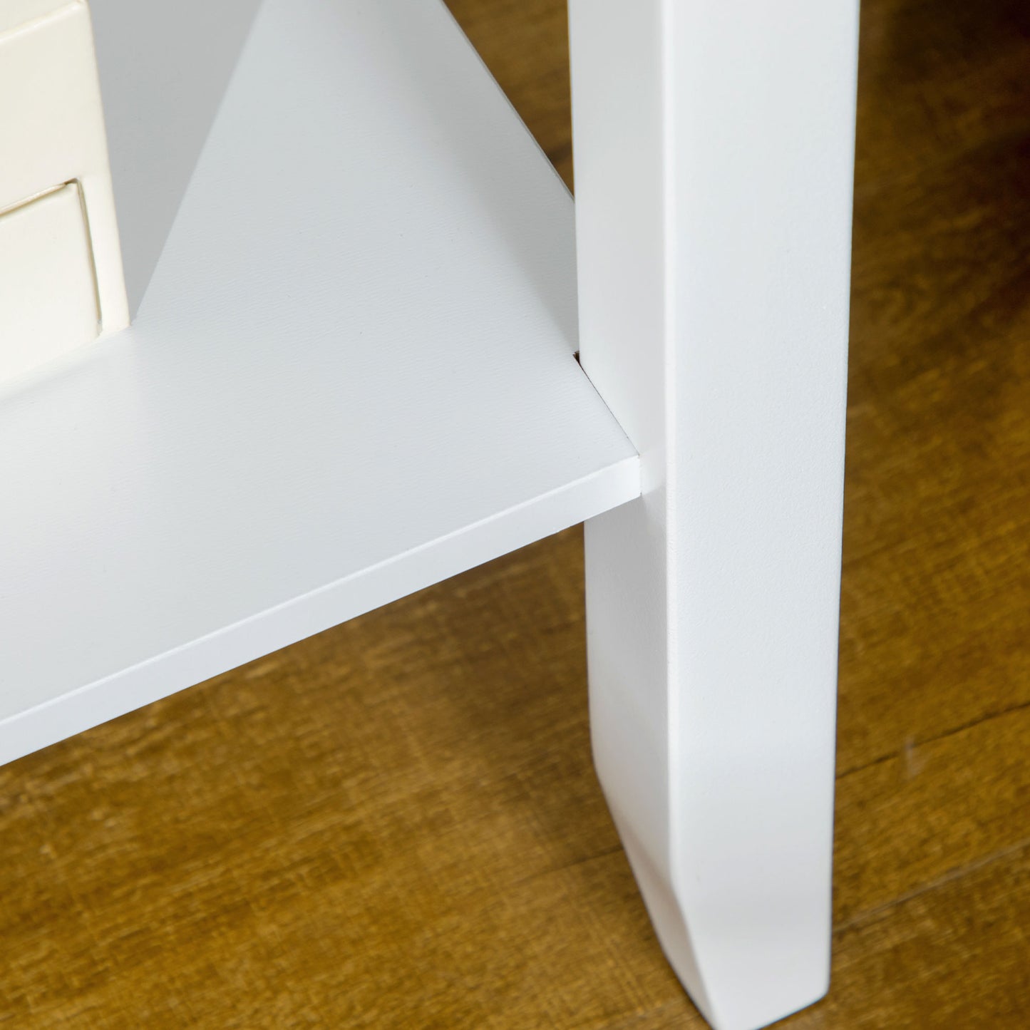 Side Table Set of 2, End Tables with Drawer and Bottom Shelf, 2-tier Nightstand for Bedroom, Living Room, White