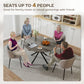 47" Round Kitchen Table for 4, Industrial Dining Table with Steel Legs for Dining Room, Grey Wood Grain and Black