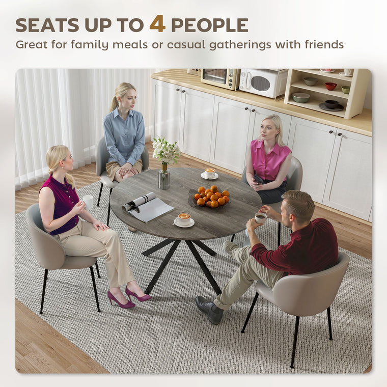 47" Round Industrial Dining Table for 4 - Grey and Black