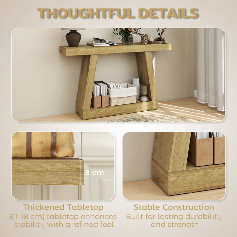 55" Farmhouse Console Table with Storage - Oak
