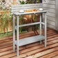 110cm Rectangle Outdoor Bar Table with Built-in Footrest, Slatted Top, Grey