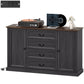 Farmhouse Sideboard with Charging Station, 58" Buffet Cabinet, Kitchen Storage Cabinet with 4 Drawers, 2 Doors, Black