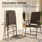 Outdoor Wicker Dining Chair Set of 2, 2 Pieces Rattan Foldable Chair with Steel Frame for Garden, Backyard, Porch, Brown